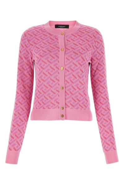 VERSACE VERSACE WOMAN EMBROIDERED JACQUARD CARDIGAN