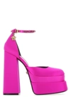 VERSACE VERSACE WOMAN FUCHSIA SATIN MEDUSA AEVITAS PUMPS