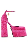 Versace Medusa Aevitas Velvet Platform Pumps In Pink