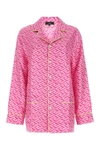 Versace Silk Monogram Pajama Blouse In Multicolor