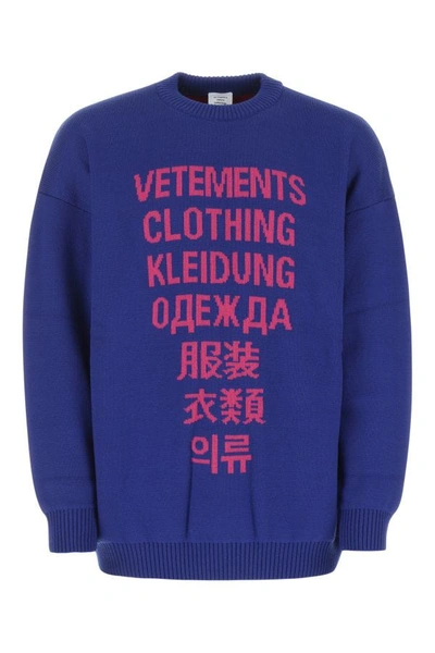 Vetements Unisex Blue Wool Oversize Sweater