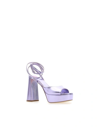 Bettina Vermillon Janet Laminated Faux-leather Platform Sandals In Soap