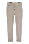 DONDUP DONDUP KOONS - MULTI-STRIPED VELVET TROUSERS WITH JEWELLED BUTTONS