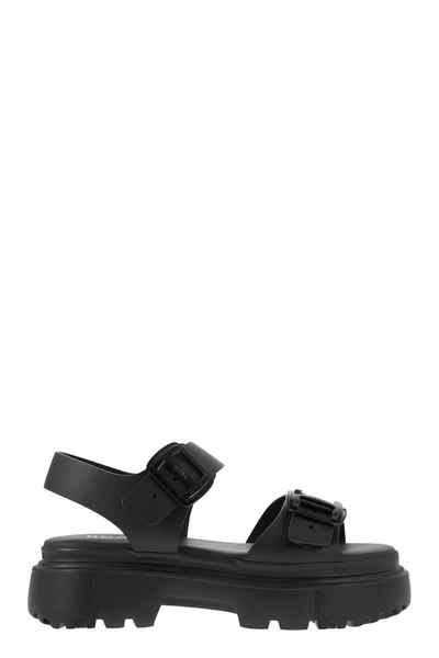 Hogan H644 - Sandal With Two Buckles In Black