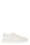 Hogan Leather Sneakers With Raised Side H In Silver/white
