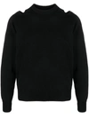 Jil Sander Wool Sweater With Cut-out Shoulders And Sleeves In Black