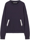 Palm Angels Brushed Cotton Sartorial Tape Sweatshirt In Blue