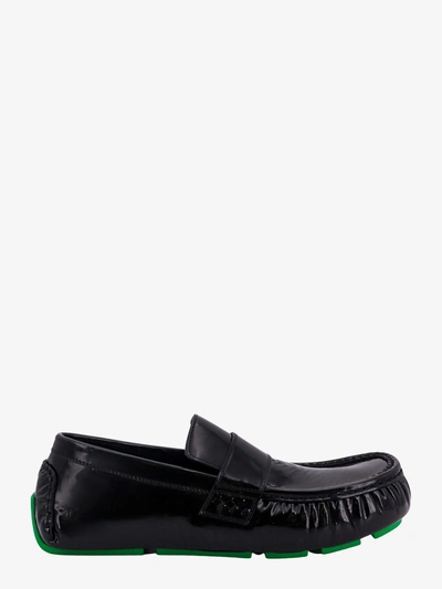 Bottega Veneta Leather Ride Driver Loafers In Black/parakeet