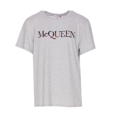 Alexander Mcqueen Logo T-shirt In Grey