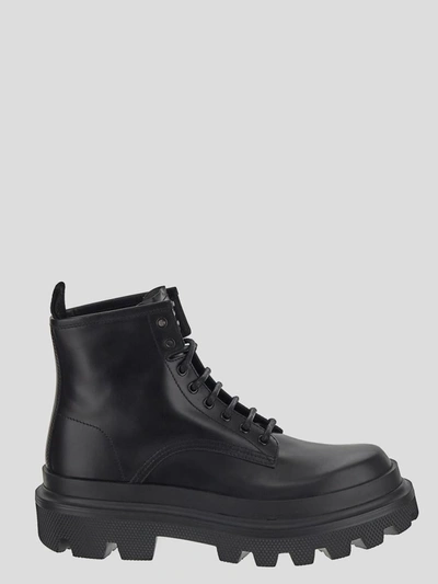 Dolce & Gabbana Darkside Leather Ankle Boot In Nero