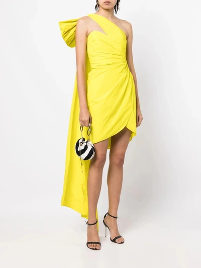 Marchesa Notte One-shoulder Taffeta Mini Dress In Multi