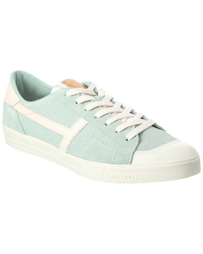 Tom Ford Low Top Leather Sneaker With Velcro In Green