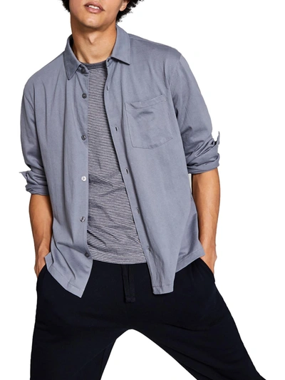 And Now This Mens Regular Fit Knit Button-down Shirt In Grey