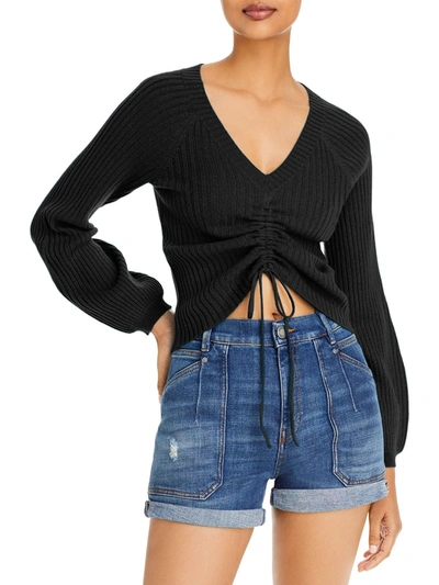Aqua Womens Cashmere Drawstring Pullover Sweater In Black