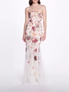MARCHESA NOTTE Sleeveless Embroidered Tulle Gown