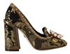 DOLCE & GABBANA Dolce & Gabbana Crystal Square Toe Brocade Pumps Women's Shoes
