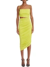 HALSTON WOMENS CUT-OUT MIDI COCKTAIL AND PARTY DRESS