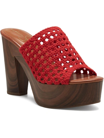 Jessica Simpson Shelbie Platform Slide Sandal In Dahlia Red