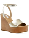 STEVE MADDEN WELSH WOMENS LEATHER BUCKLE WEDGE HEELS