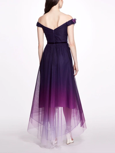 Marchesa Notte Ombre Tulle Gown In Purple