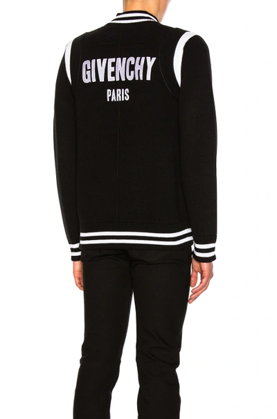Givenchy Oversized Logo Knit Bomber Jacket, Black In Black