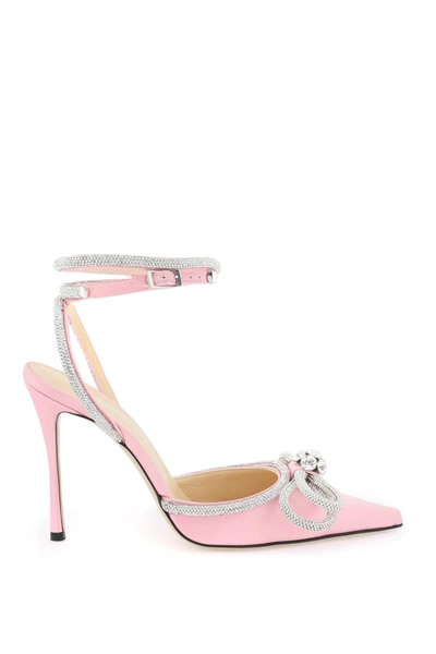 Mach E Mach Satin Pumps With Crystals In Pink
