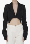 Off-white Asymmetrical Cropped Jacket In Black