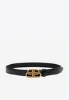 BALENCIAGA BB BUCKLE THIN BELT IN CROC-EMBOSSED LEATHER