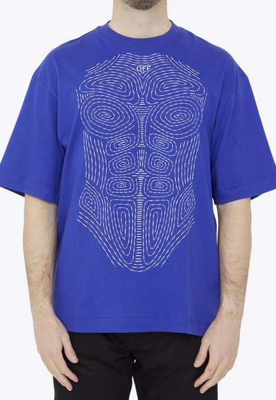Off-white Body Stitch Skate Embroidered T-shirt In Blue