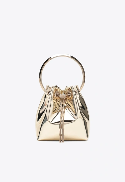 Jimmy Choo Gold Bon Bon Bucket In Metal