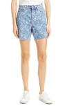 Rag & Bone Maya High Waist Raw Hem Denim Shorts In Blue Floral
