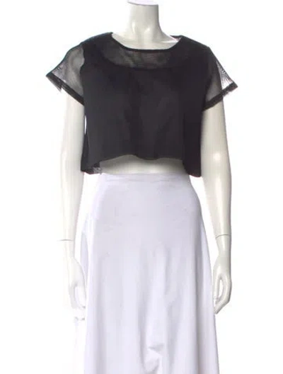 Pre-owned 7115 By Szeki Crew Neck Short Sleeve Crop Top In Black