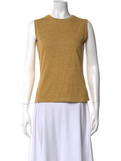 Pre-owned 7115 By Szeki Linen Crew Neck Top In Yellow