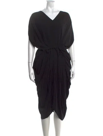 Pre-owned 7115 By Szeki Linen Midi Length Dress In Black