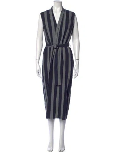 Pre-owned 7115 By Szeki Linen Midi Length Dress In Blue