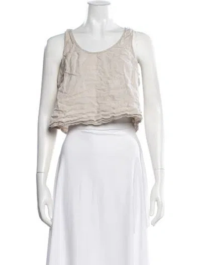 Pre-owned 7115 By Szeki Linen Scoop Neck Crop Top In Gray