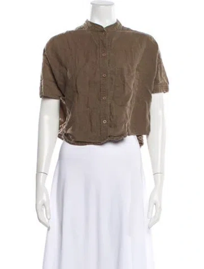 Pre-owned 7115 By Szeki Linen Short Sleeve Top In Neutral