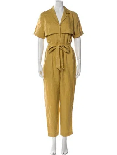 Pre-owned 7115 By Szeki Linen V-neck Jumpsuit In Yellow