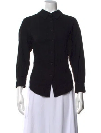 Pre-owned 7115 By Szeki Long Sleeve Button-up Top In Black