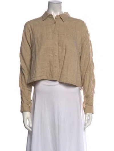 Pre-owned 7115 By Szeki Long Sleeve Button-up Top In Neutrals