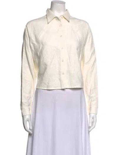 Pre-owned 7115 By Szeki Long Sleeve Button-up Top In Neutrals