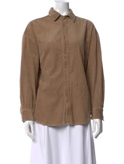Pre-owned 7115 By Szeki Long Sleeve Button-up Top In Neutrals
