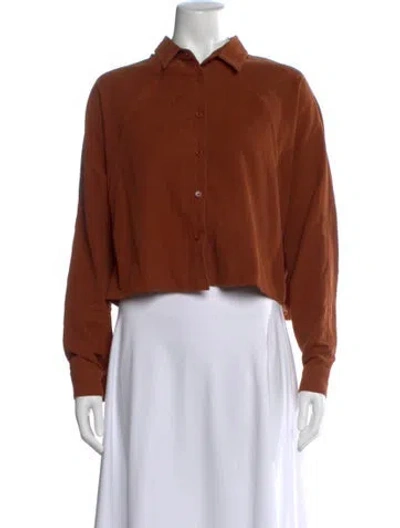 Pre-owned 7115 By Szeki Long Sleeve Crop Top In Brown