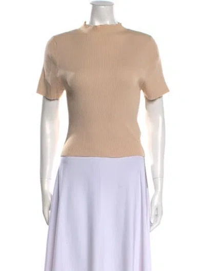 Pre-owned 7115 By Szeki Mock Neck Short Sleeve Crop Top In Neutral