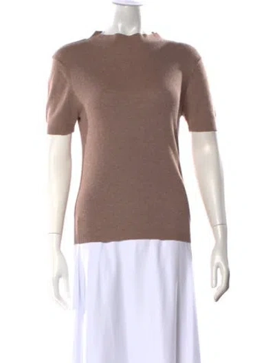 Pre-owned 7115 By Szeki Mock Neck Short Sleeve Top In Neutral