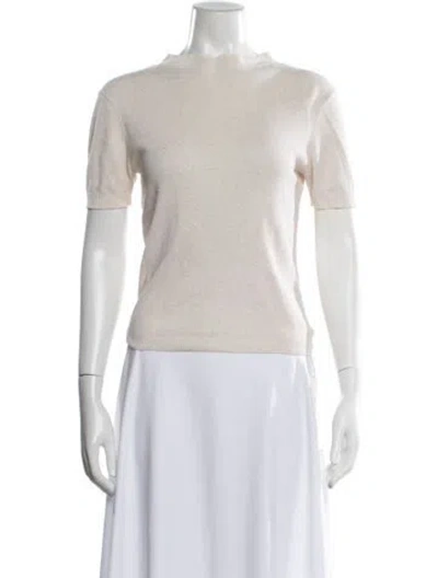 Pre-owned 7115 By Szeki Mock Neck Short Sleeve Top In Neutrals