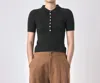 7115 BY SZEKI MOLLY COLLARED SHORT SLEEVE TOP IN DEEP FOREST