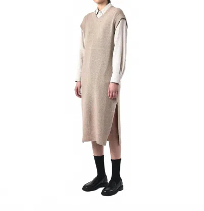 7115 By Szeki Slit Vest Knit Dress In Light Taupe In Multi