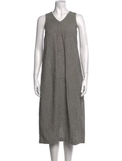 Pre-owned 7115 By Szeki Striped Midi Length Dress In Gray
