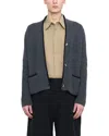 7115 By Szeki V-neck Pockets Trimmed Cardigan - Unisex In Gray In Grey